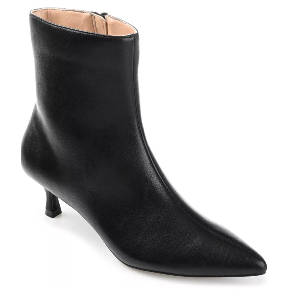 Journee Boots Womens Size 8.5 Black Arely Faux Leather Ankle Kitten Heel Booties